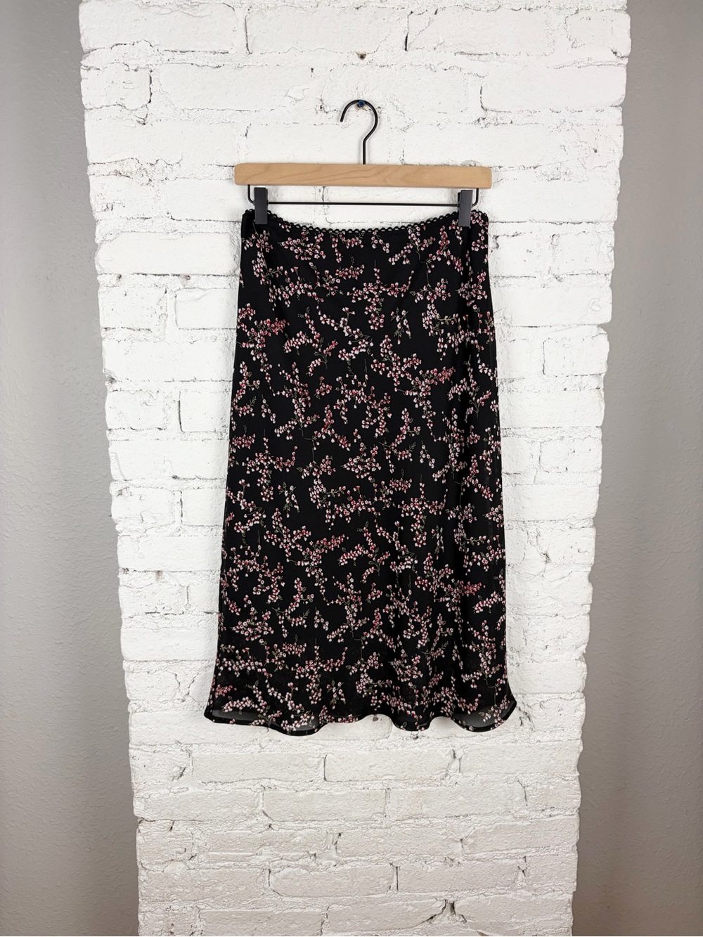 VTG 90s Y2K Studio Y Chiffon Elastic Pull On Floral Skirt Large